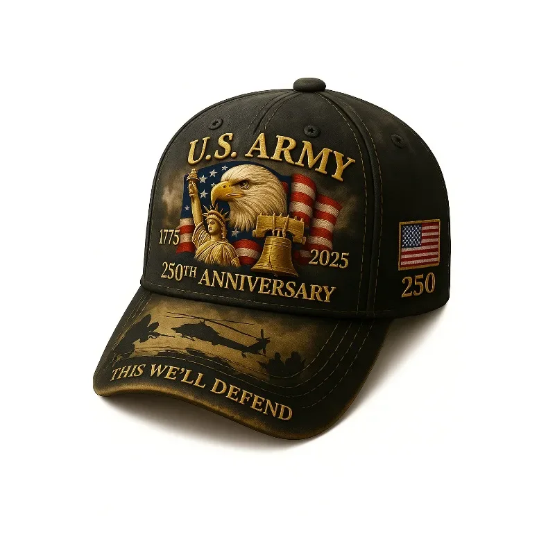 Custom Hat U.S. Army 250th Anniversary Commemorative Cap 1775-2025 - Collector's Display Piece With Soldier Tribute Design, Hist