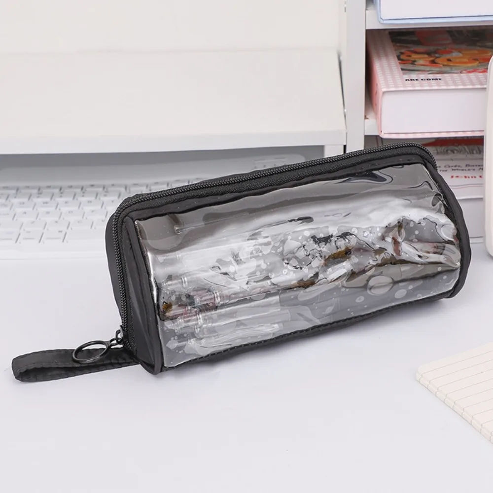 Transparentes PVC-Federmäppchen, stehend, schmutzabweisend, großes Fassungsvermögen, Federmäppchen im koreanischen Stil, Organizer, Federmäppchen mit Reißverschluss, für Jungen und Mädchen