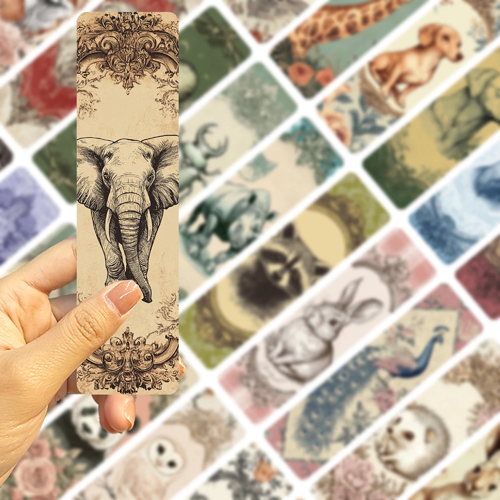 30Pcs Classic Antique Bookmark， Animal Bookmarks for Students Reading Annotation Cards Textbook