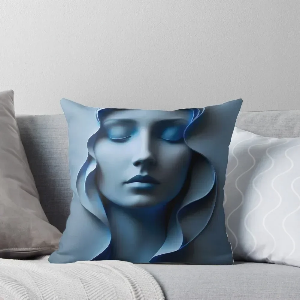 Blue female face sculpt Throw Pillow Cushions For Children Sofa Covers Luxury Pillow Case pillow