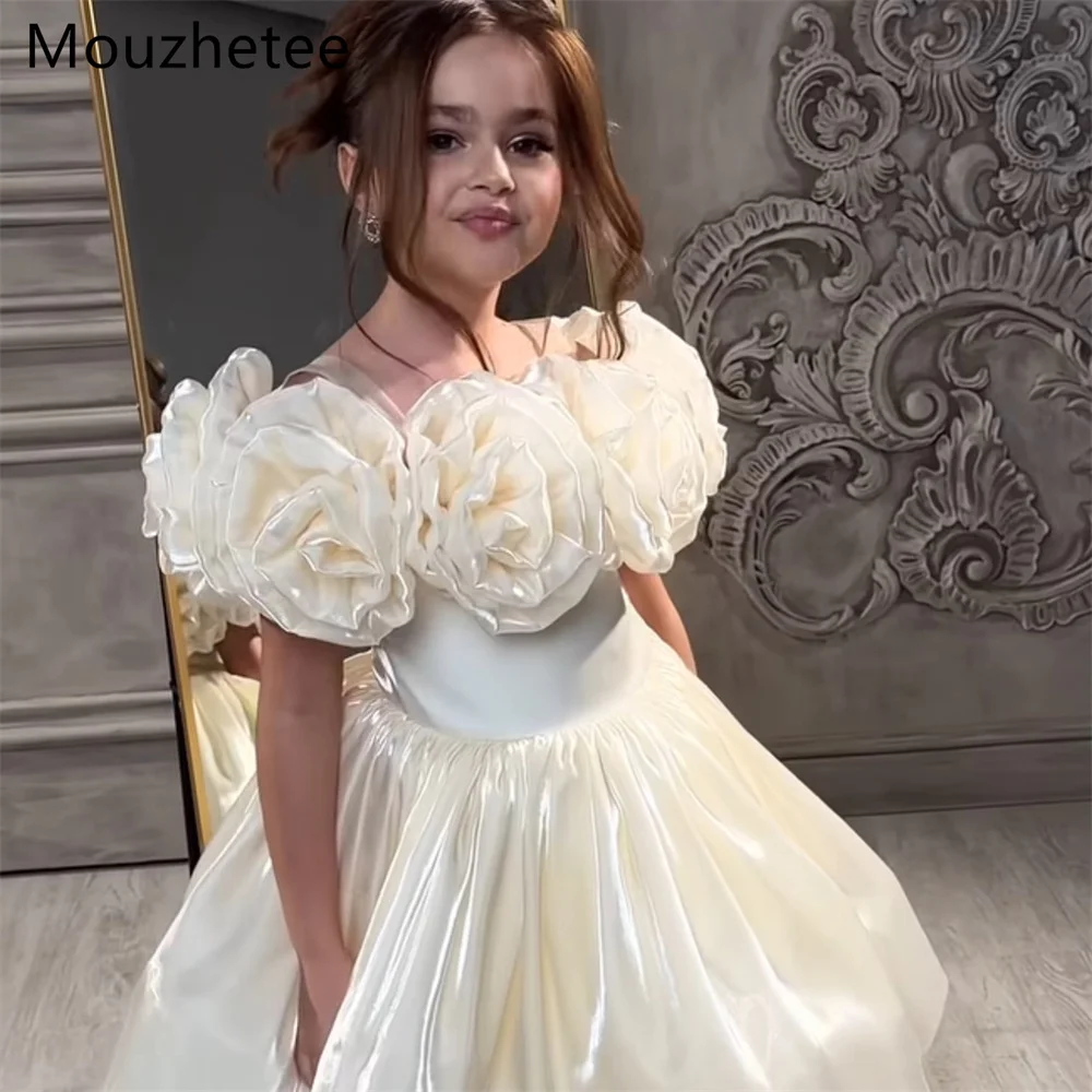 

Mouzhatee A-Line Shiny Off The Shoulder Flowers Girl Dresses Wedding Party Dress for Kids Flowers Girls Prom Gowns Customized