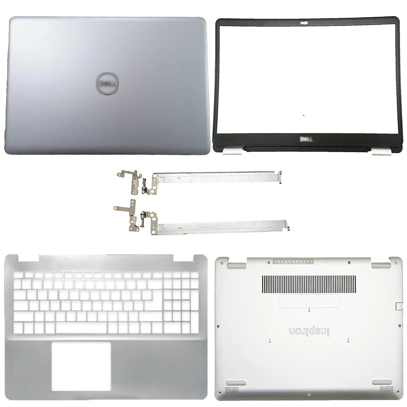 New Laptop LCD Back Cover/Front Bezel/LCD Hinges/Palmrest/Bottom Case Cover For Dell Inspiron 15 5000 5584 0JX9NR 0GYCJR Silvery