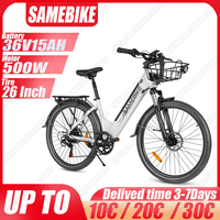 SAMEBIKE RSA01pro Electric Bicycle 500W Powerful Motor 36V15AH Removable Battery Aldult Electric Bike 26*2.1-In Tire City E-bike