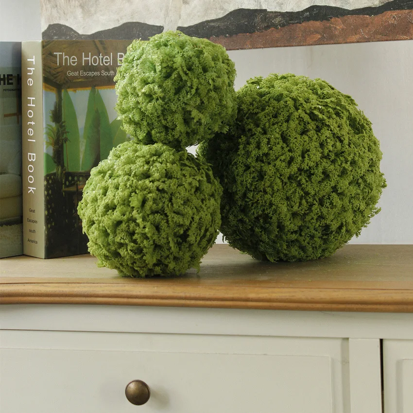 1 PCS Artificial Plastic Green Moss Covered Foam Ball Plant Home Decor Garden Decoration Gift F1116