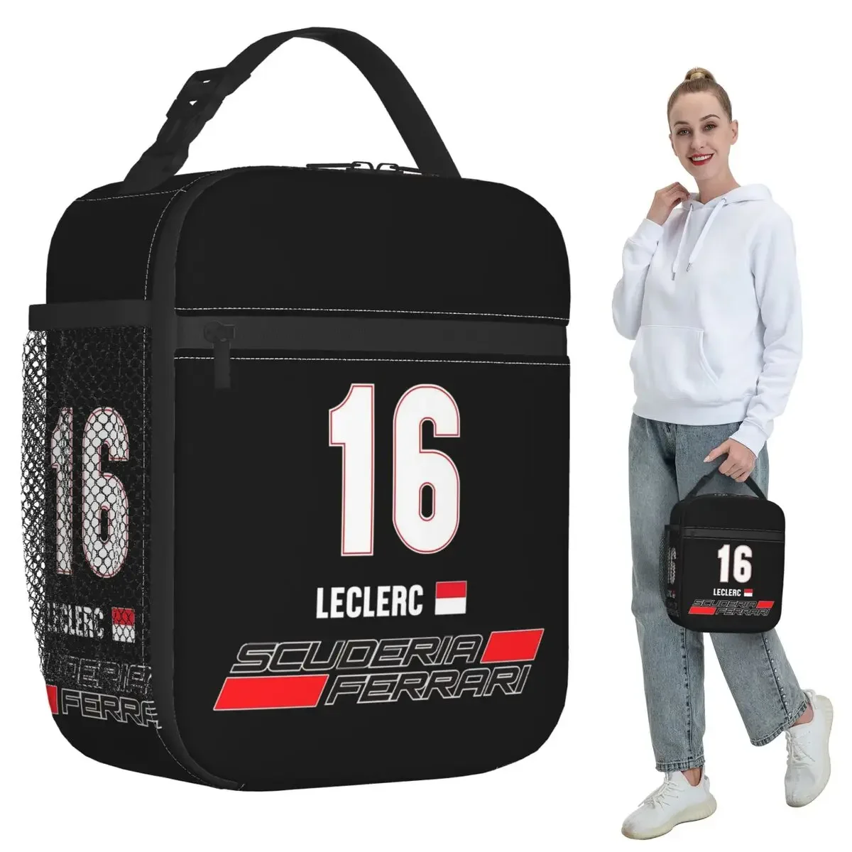 Charles Leclerc 16 Racing Car Insulated Lunch Bag for Kids School Cooler Thermal Food Box Tote Portable Lunch Boxes Container