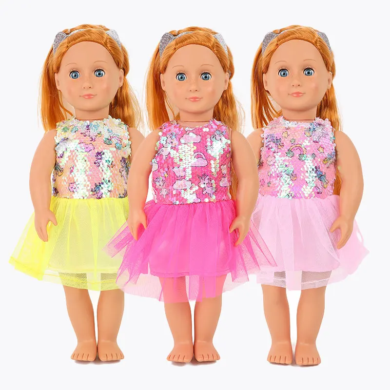 2022 Sequin Dress Wear For American Girl Doll 18 inch Ddoll Clothes And Accessoreis