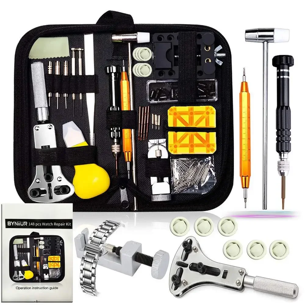 156 Pieces Watch Repair Tool Kit Watch Link Pin Remover Shell Opener Spring Bar Remover Watch Battery Replacement Strap Needle T