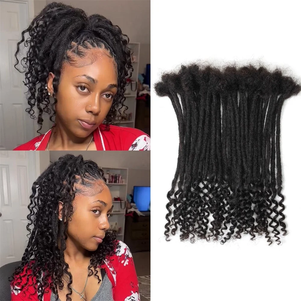 Ricci End Locs Dreadlocks Estensioni dei capelli umani per intrecciare Remy Capelli all'uncinetto Dreadlocks Faux Locs 30 fili Capelli organici
