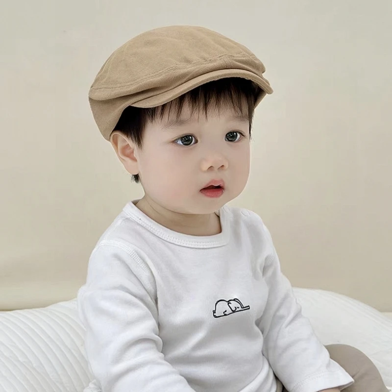 

Children Boys Beret Hats Fashion Cotton Embroidered Letter Kids Solid Color Peaked Caps Toddler Baby Casual Cap 1-4 Years