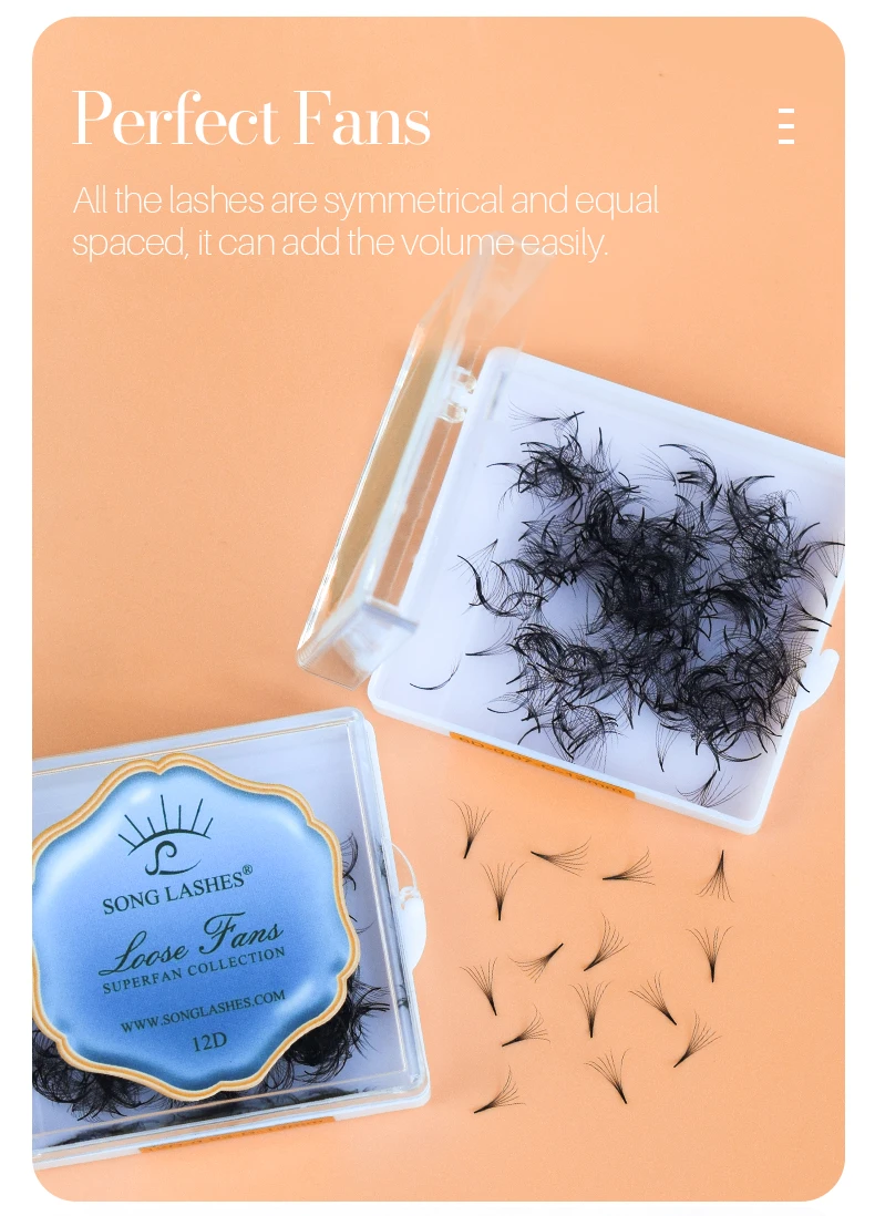 NEW Song Lashes Promade Fans Pointy Base Loose Fans Sharp Thin Root Korea PBT Material 500 Fans