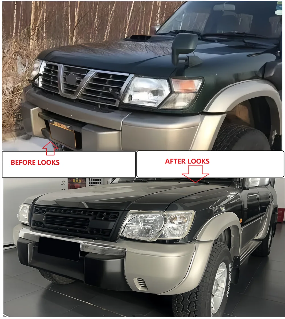 Pop Auto Racing Grills Fit For Nissan Patrol Y61 1998 1999 2000 2001 2002 Abs Grille Grill Auto Accessories