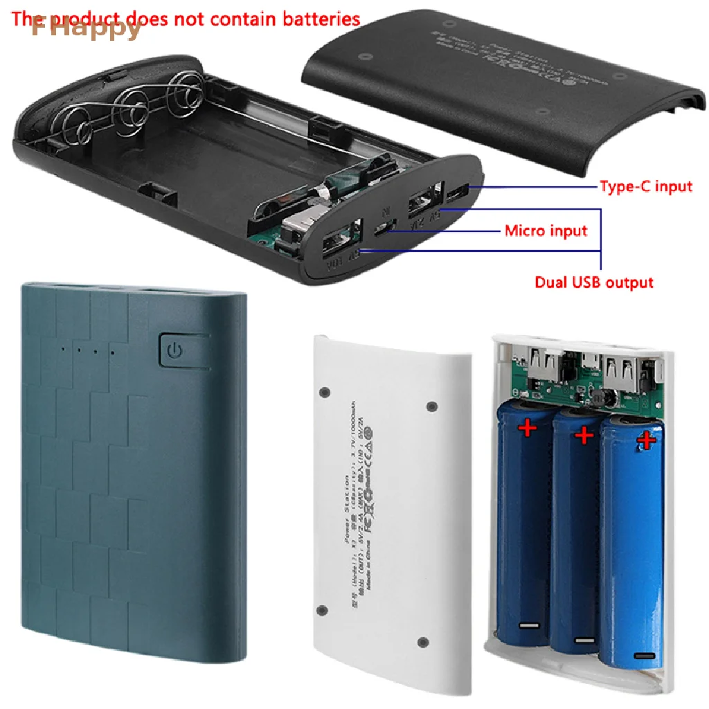 

3.7V 3 Slots 18650 Battery Box Case DIY Power Bank Charger Shell Charging Case Mini solderless power supply housing