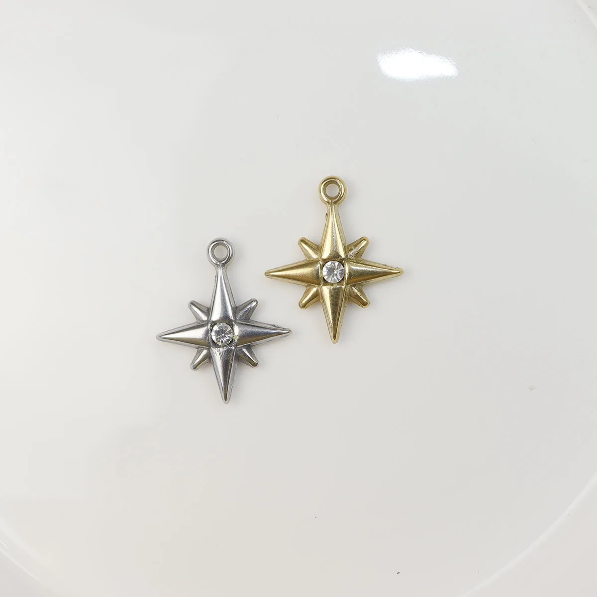 5pcs Stainless Steel Star Fashion Jewelry Charms Pendant DIY Handcraft Vacuum Plate Waterproof Antiallergic