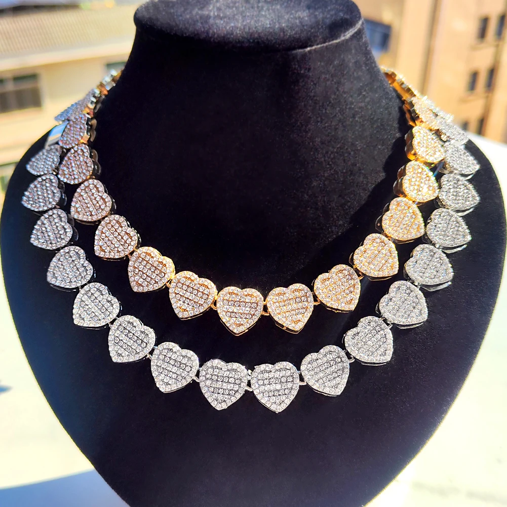 

NEW Cuban Link Chain Heart Necklace for Women Gold Silver Color Necklace Valentine's Mother's Day Birthday Wedding Party Jewelry