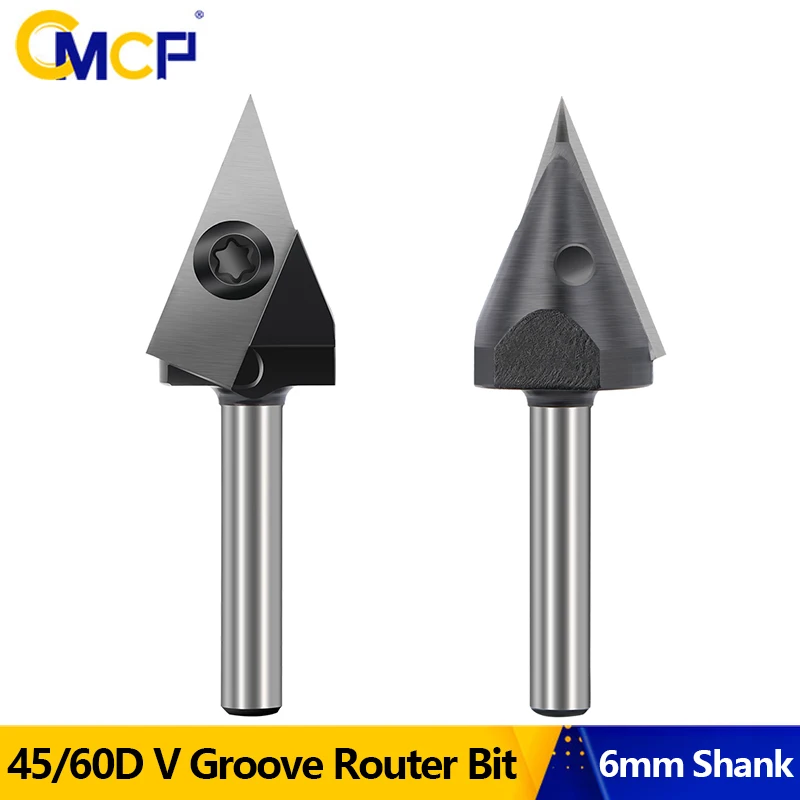 CMCP 6mm Shank Milling Cutter Insert CNC Router Bit 45 60 Degrees V Groove Router Bit for Woodworking Engraving Cutter