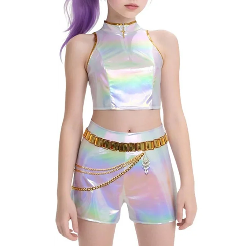 

K-POP Cosplay Girl Costume Rumi Pop Singer Shining Pearl Vest Shorts Halloween Costume Stage Dress