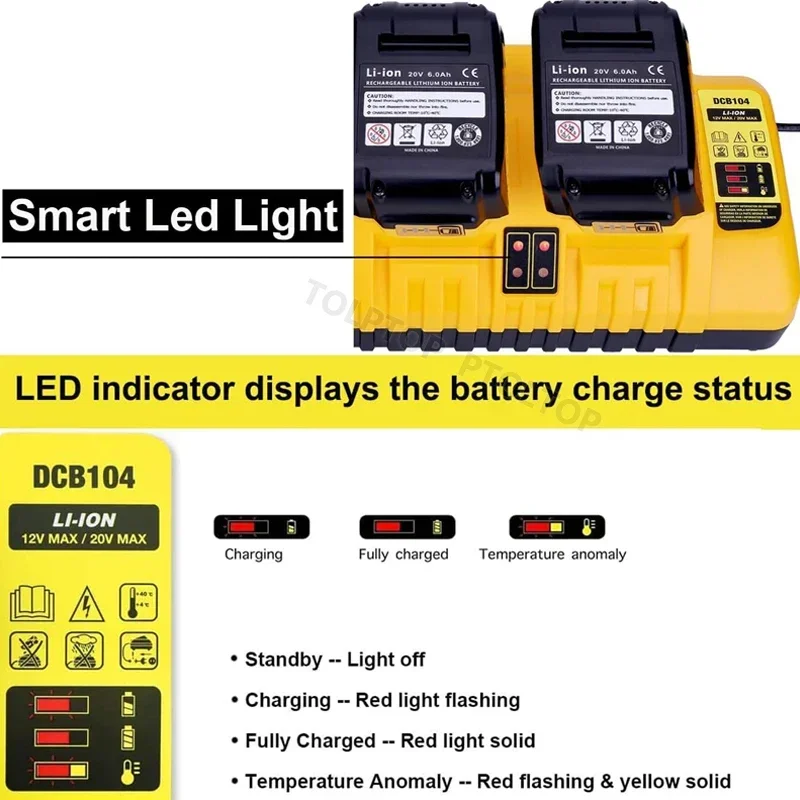 Battery Charger 4-Port 3A Current For dewalt 10.8V 12V 14.4V 18V 20V FlexVolt 20V 60V DCB127 DCB105 DCB118 DCB112 DCB104