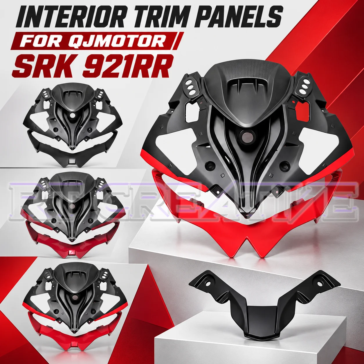 Front Fairing Inner Decorative Board & Headlight Guard Plate For QJMOTOR SRK921RR Motorbike Repair Parts