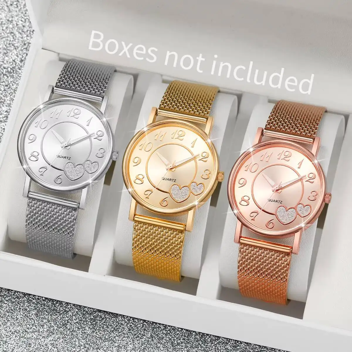 1/3PCS Fashion Heart Dial Women Watches Casual Plastic Strap Quartz Wristwatch Relogio Feminino（Without Box）