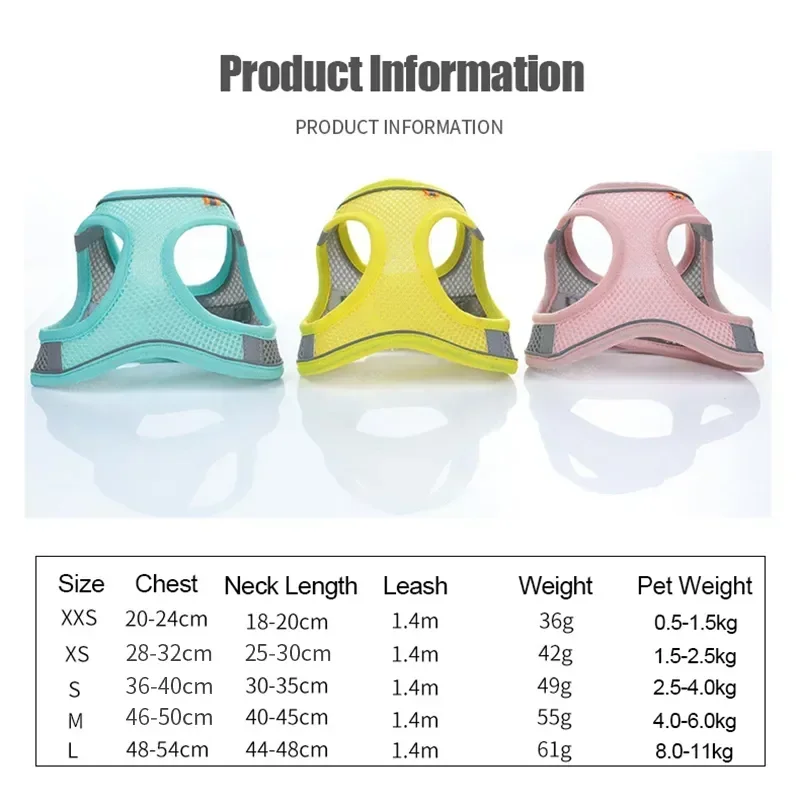 Cats Dog Accessories Small Dog Collar Safety Vest Pet Chest Rope Dogs Cover Breathable Adjustable Harnesses Supplies Products, image 6