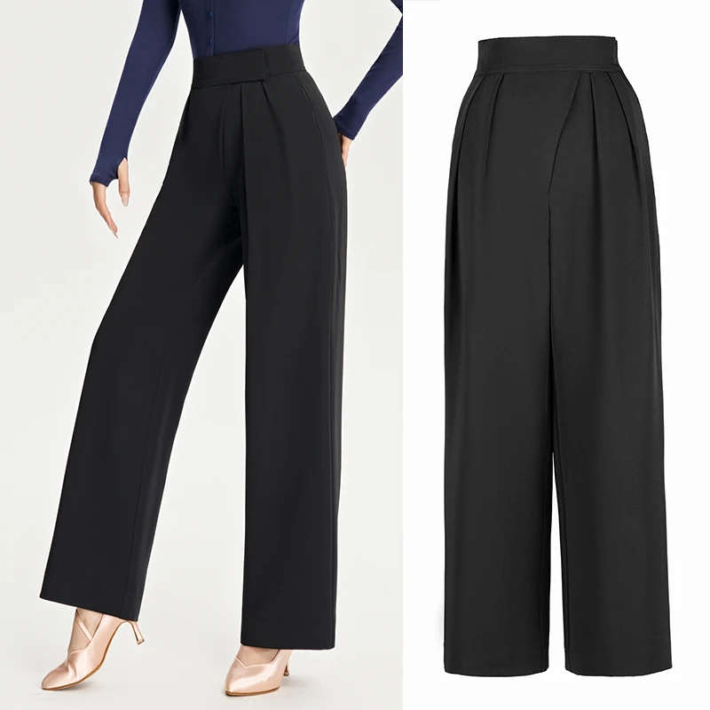 2025 Vrouwen Latin Dans Broek Moderne Dans Hoge Taille Wijde Pijpen Broek Ballroom Tango Wals Broek Prestaties Kostuum DN22319