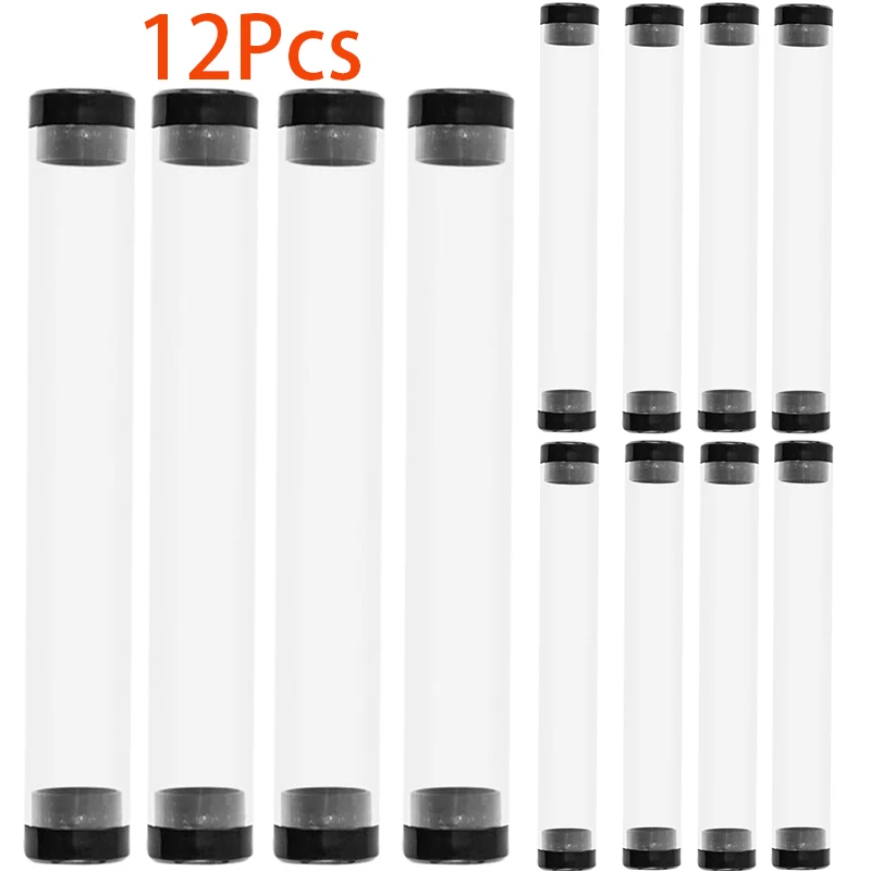 12Pcs Cylindrical Pen Box Clear Packing Boxes Pen Holder Pen Container Pencil Boxes Empty Ballpoint Boxes