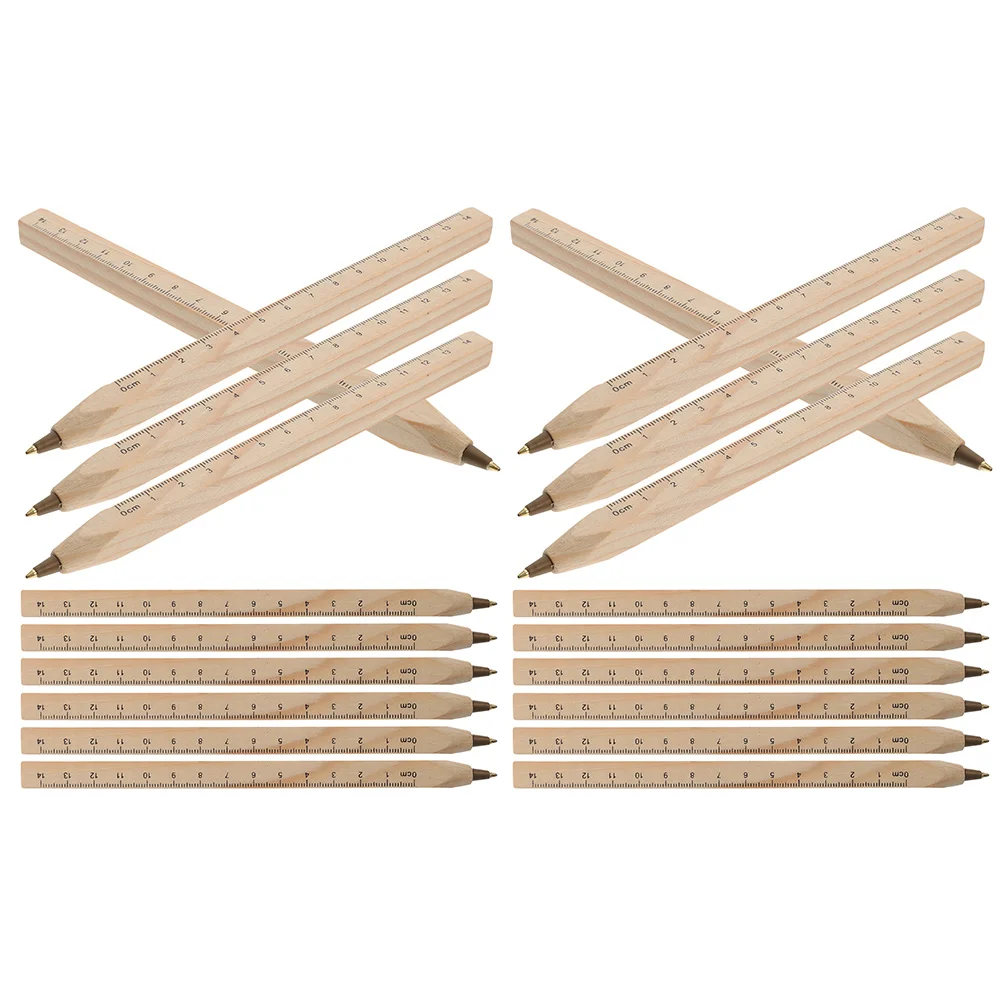 

20pcs Solid Wood Ballpoint Pens Black Ruler Carpenter Drafting Tools Professional Marking Supplies