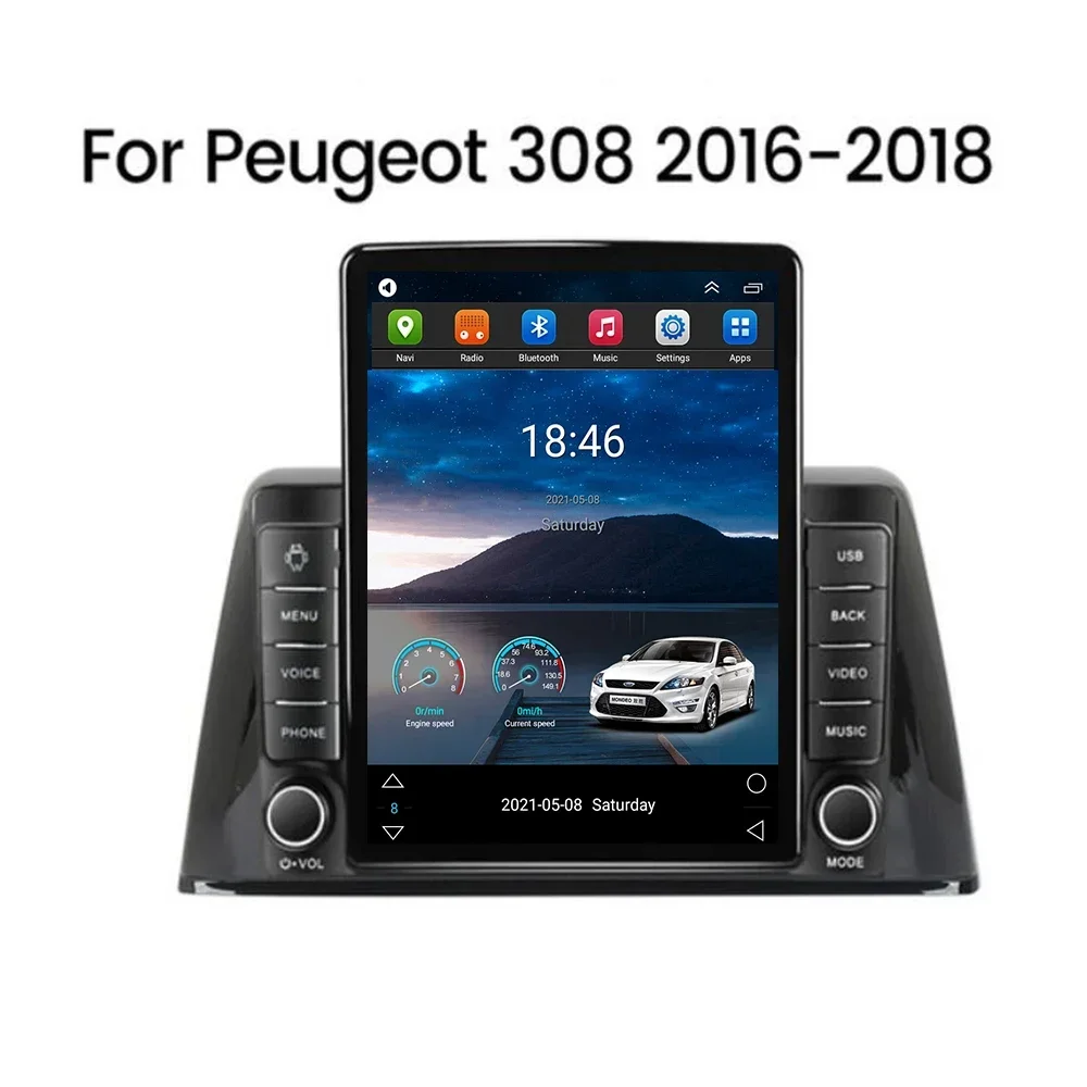 New Car Radio Android 14.0 WiFi 5 For Peugeot 308 2016-2030 Wireless CarPlay Auto DSP Car Multimedia GPS DVR autorad