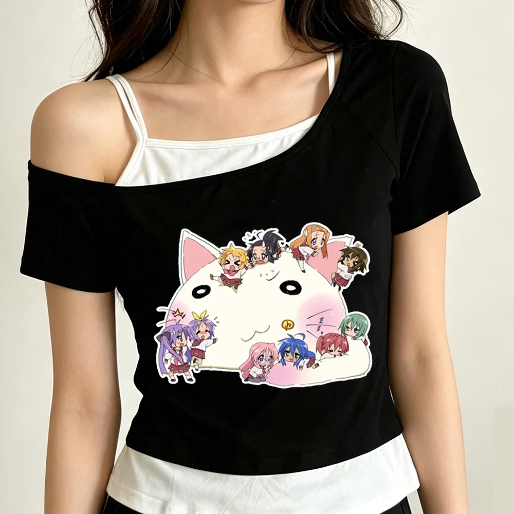 Lucky Star Otaku cropped top shoujo cheap dollette meme summer emo t shirt korean fashion harajuku gothic
