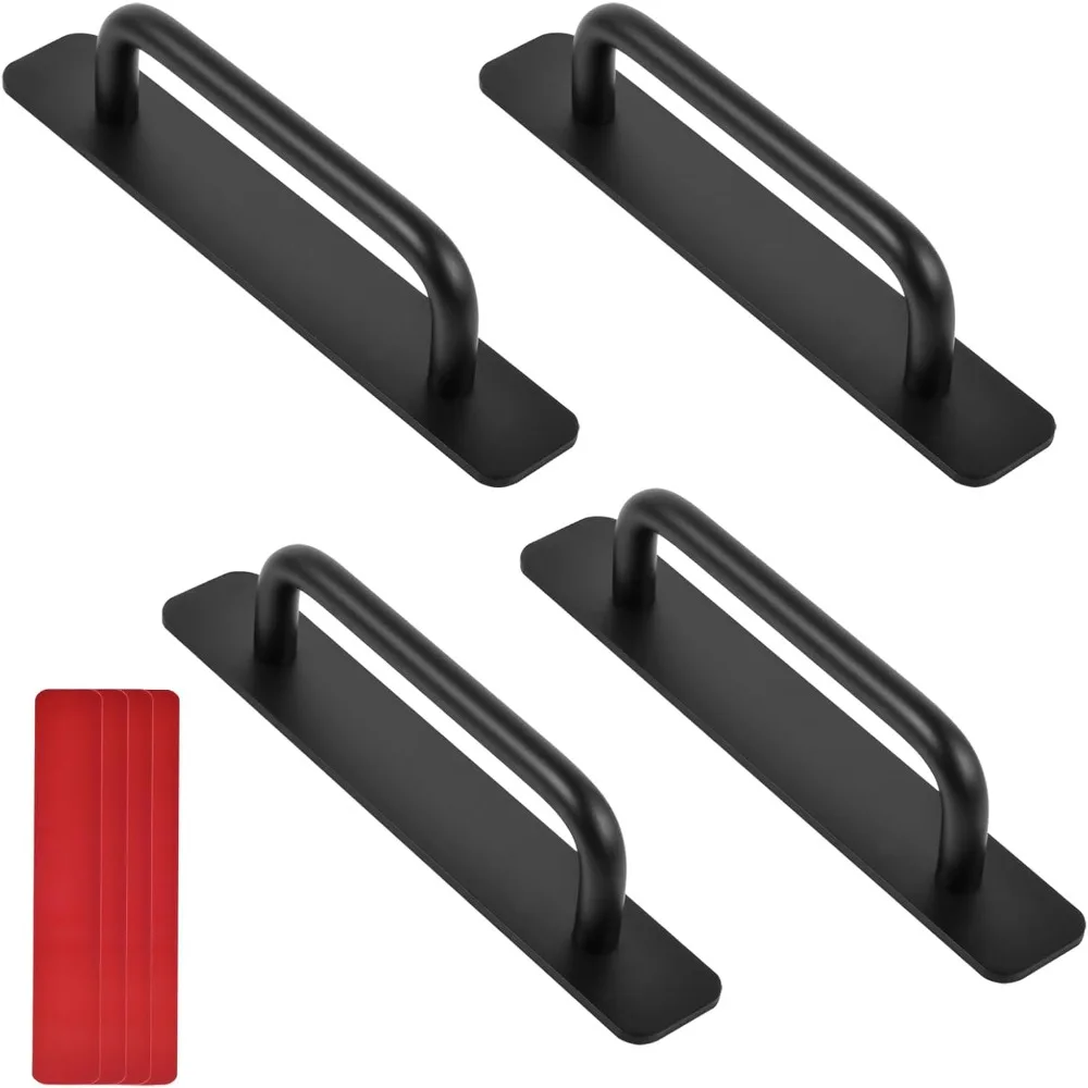 4pcs Helper For Kitchen Cabinet Handles Self Stick Drawer Pulls Stick On Handle Black Cabinet Pulls No Drilling Push Pull