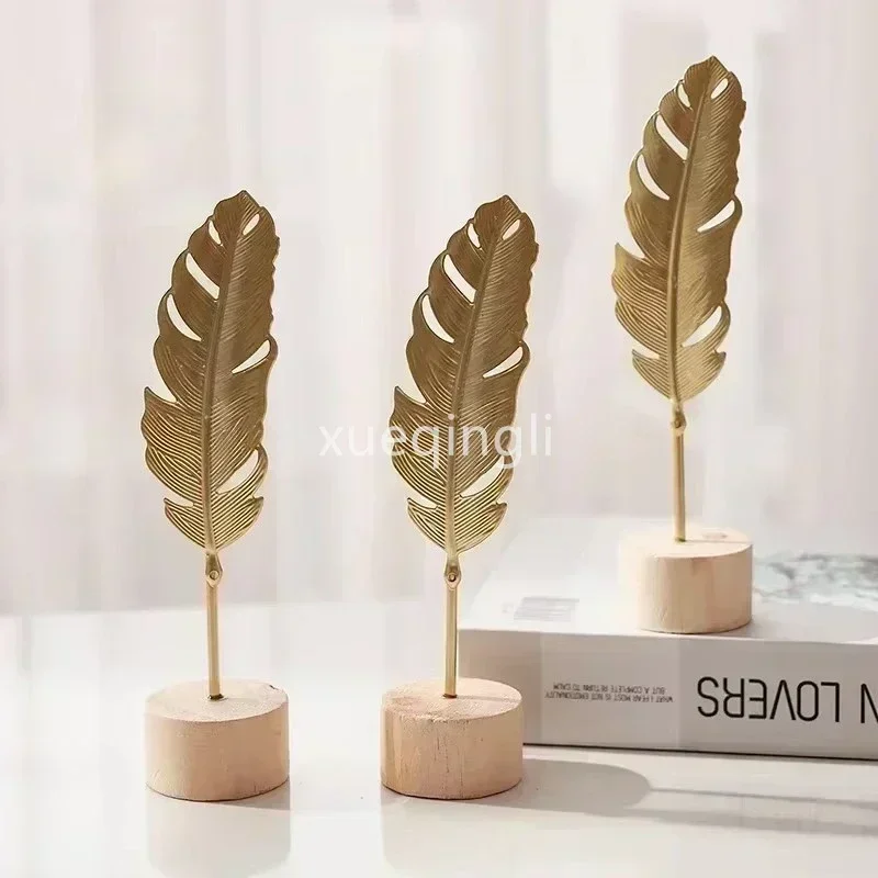 1pc Ginkgo Leaf Decoration Wooden Ornaments Miniature Figurines Office Desktop Crafts Home Decor Festival Gift Home Accessories