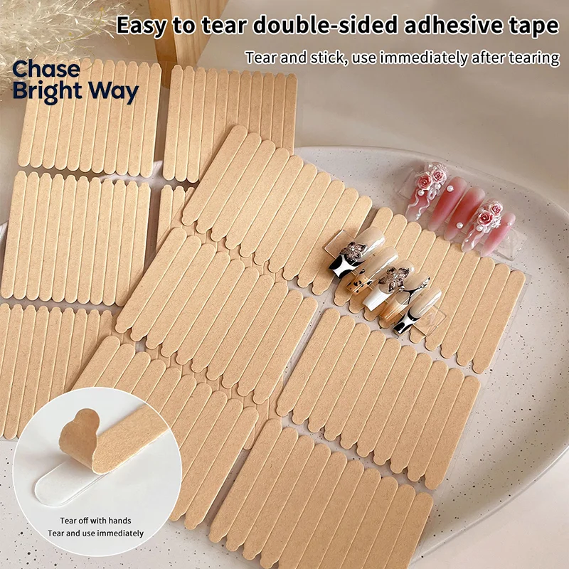 60/66pcs Transparent Double Adhesive Tape False Nails Display Stand Glue Stickers Acrylic Practice Showing Bar Nail Art Tools
