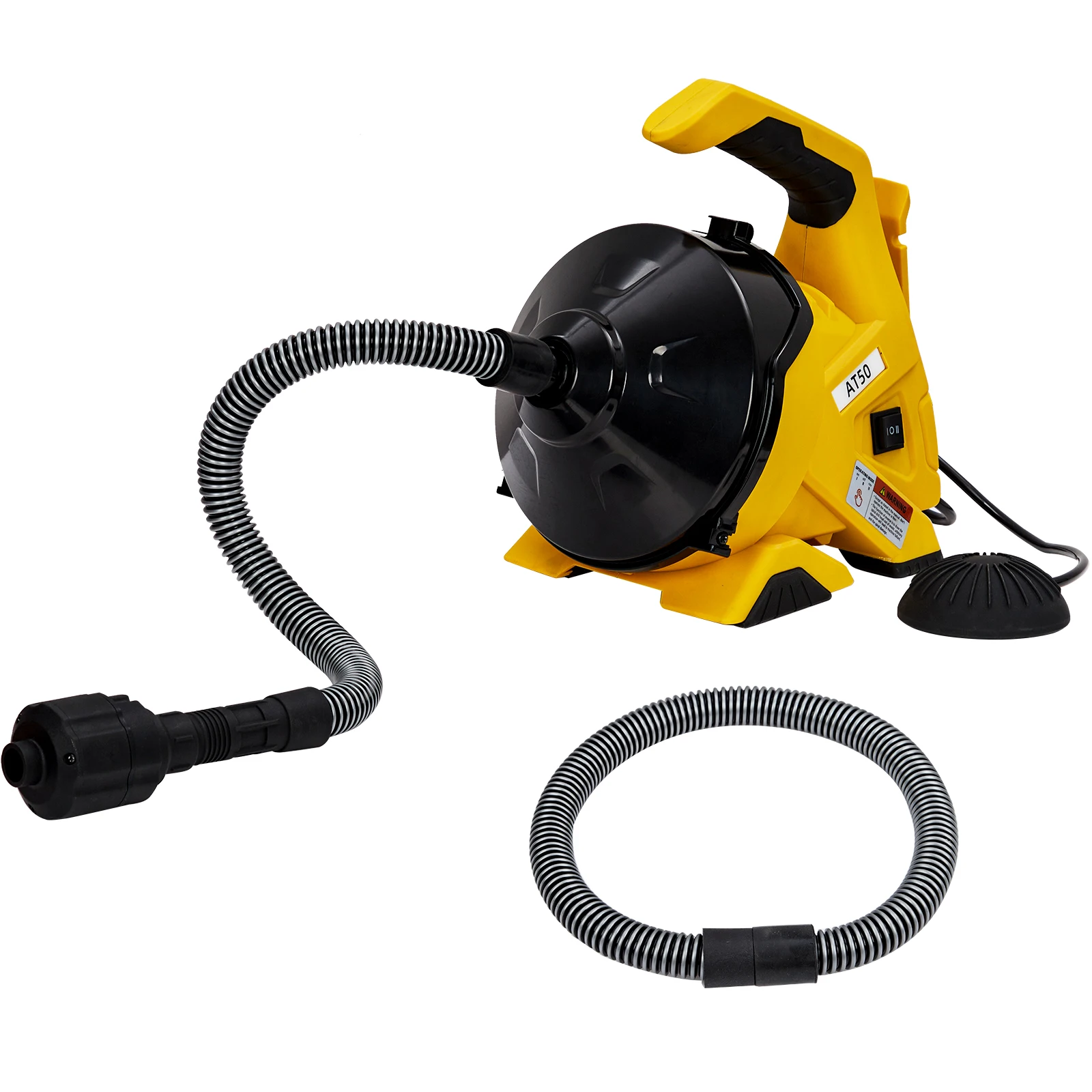 Drain Cleaner Machine 30Ft x 3/10In, Auto-feed Electric Drain Auger for 3/4In - 2In Pipes, Cable in Piano Wire, with Foot Switch