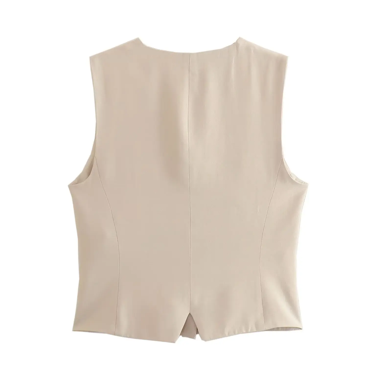 Withered French Country Style Simple Beige Single-breasted Vest Top Loose Wide-leg High Waist Pants Ladies Sets For Women