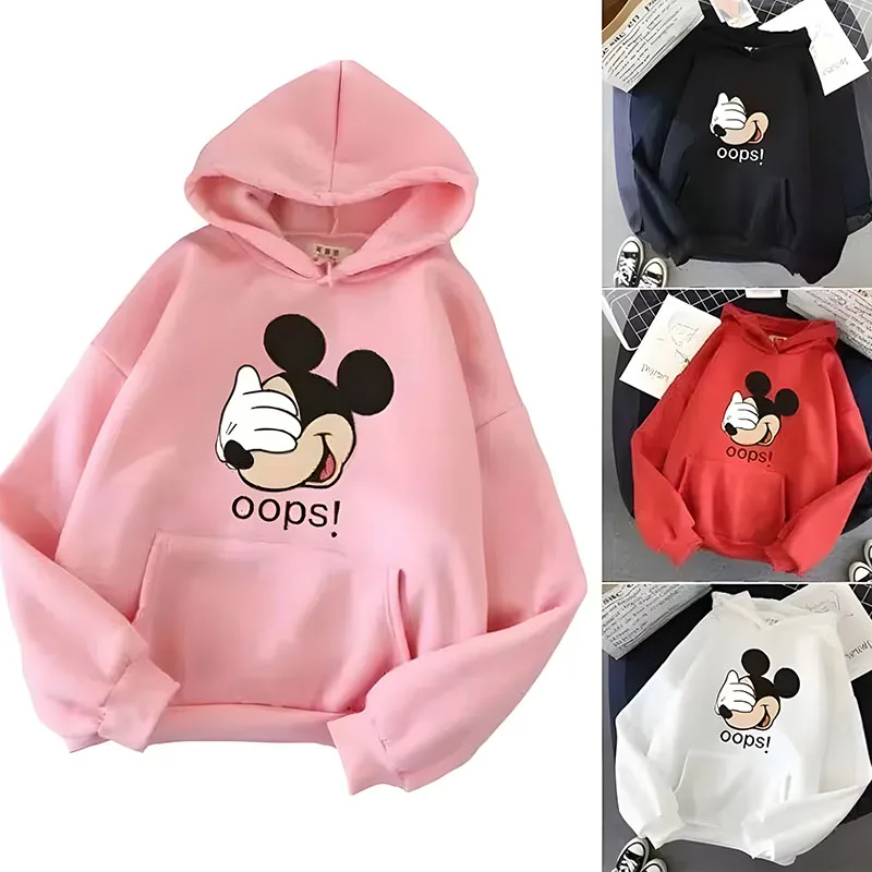 

Cute Patterned Pocket Couple Sweatshirts Loose Mickey And Mouse Cartoon Costumes Comfortable Men's Sweatshirts Trendy Pullovers