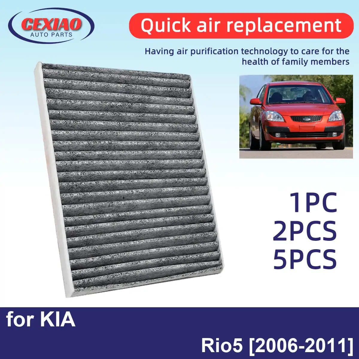 1pc 2pcs  Air Creator Air Conditioner Filter For KIA Rio5 2006-2011 High cost performance CF10709 08790-2E200 971292E200