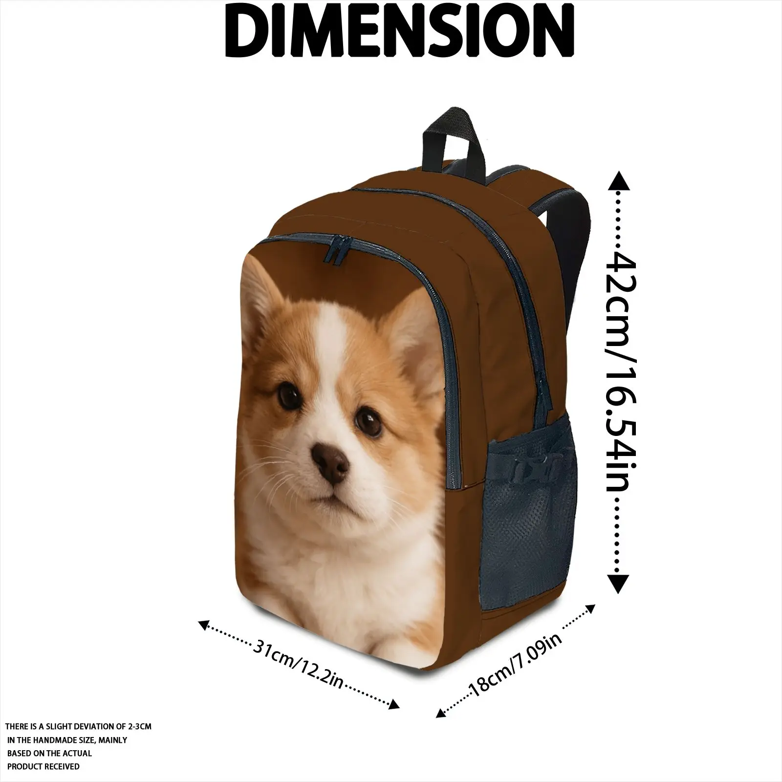 1pc Customizable Multi-Color Double Shoulder Bag with Multiple Compartments Laptop Bag Zipper Closure Commemorative Gift Item