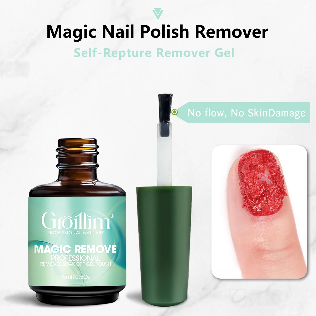 عبوة واحدة من مزيل طلاء الأظافر، 15 مل لكل أنبوب، سريع وسهل، خالي من العطور، خالي من الكحول، يزيل طلاء الأظافر بسرعة. #5