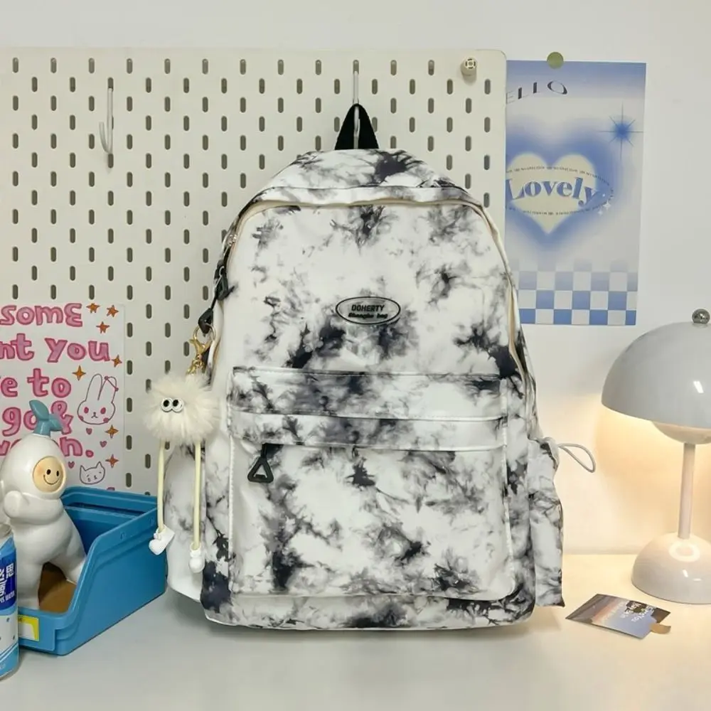 

Nylon Japanese Tie-dye Bag 5 Colors High Quality Preppy Style Backpack with Pendant Middle School Students Large Capacity Bag