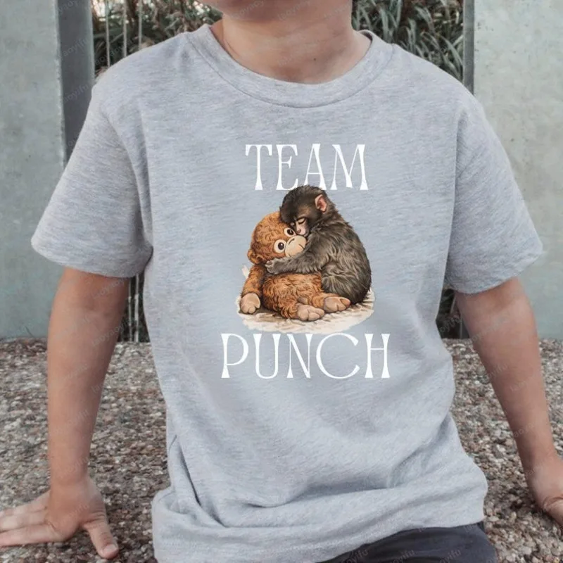 Baby Monkey Punch Tee Cute Monkeys Graphic T-Shirt Team Punch Animal Lover Gift Trend Casual Style Women Tops O-neck Ropa Mujer