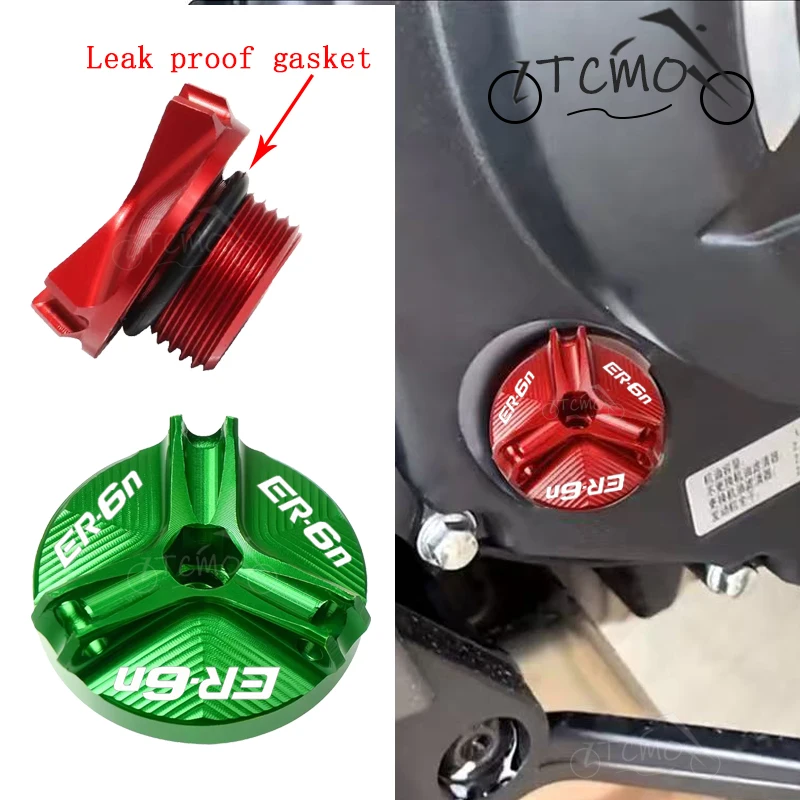 For Kawasaki ER-6N ER6N ER 6N Motorcycle CNC Aluminum Engine Oil Filler Cover Protection Accessories