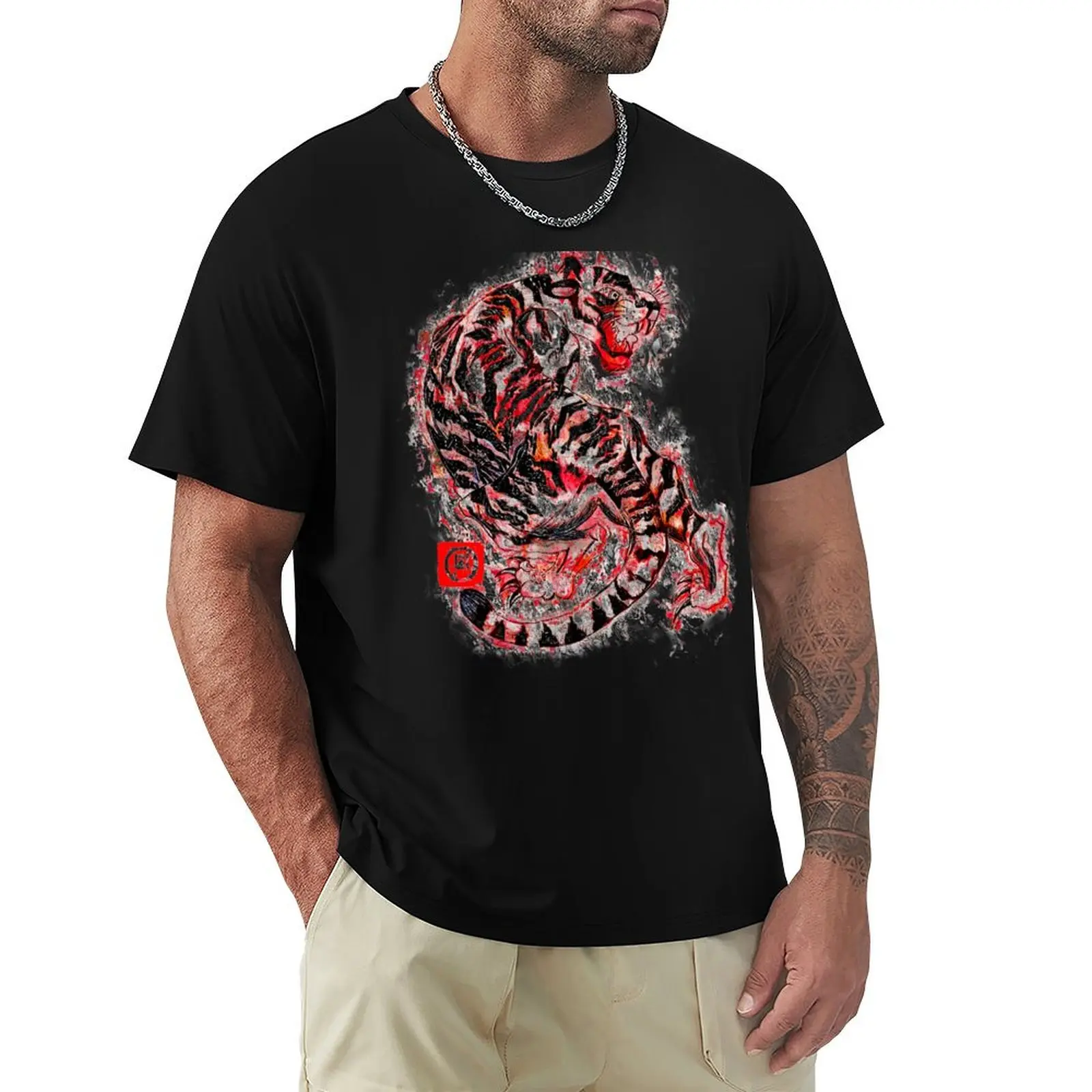TIGER CRIMSON RAGE T-Shirt Comfortable Workout Short Sleeve Shirt