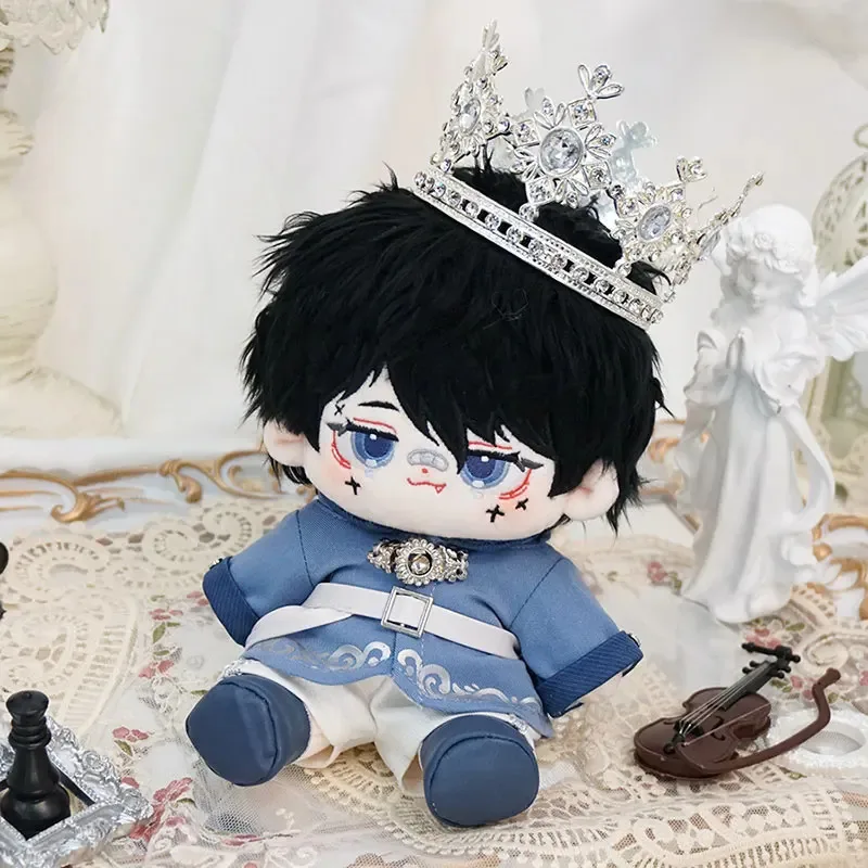 Novo anime 20cm brinquedo de boneca de pelúcia de algodão puro, duke king cosplay, capa, coroa, sapatos, conjunto de roupa de boneca, para presente de aniversário de menino de menina