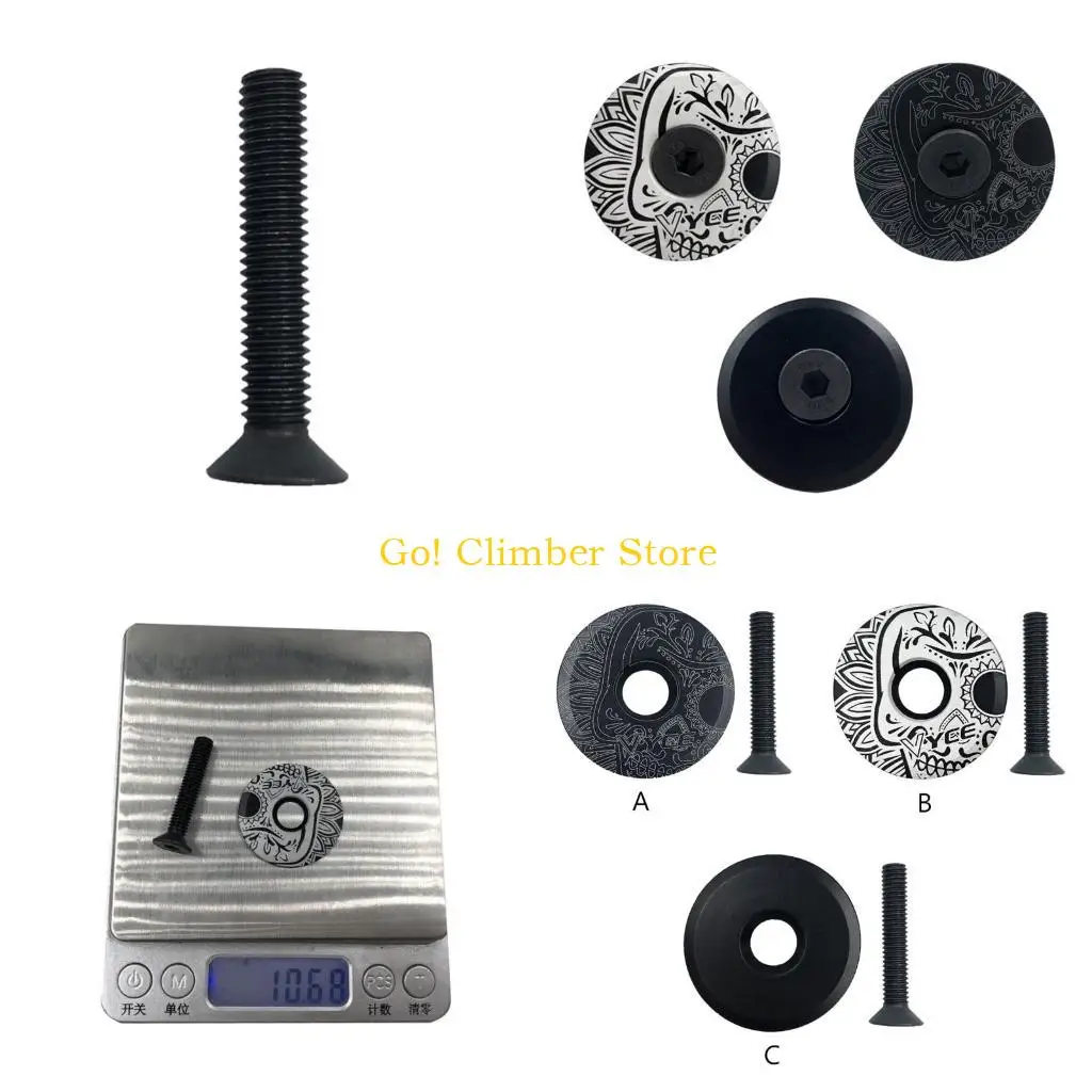 

Q84C Bike Stem Top Cap Cover Light Bicycle Aluminum Headset Top Cap & Bolt Fork Tube Cover Bicycle Modification Accessories