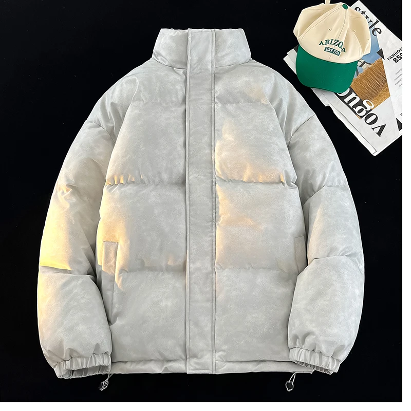 Casaco grosso de algodão acolchoado, jaqueta casual, parka sólida, casacos finos, outwear com zíper, quente, novo, inverno, 2024