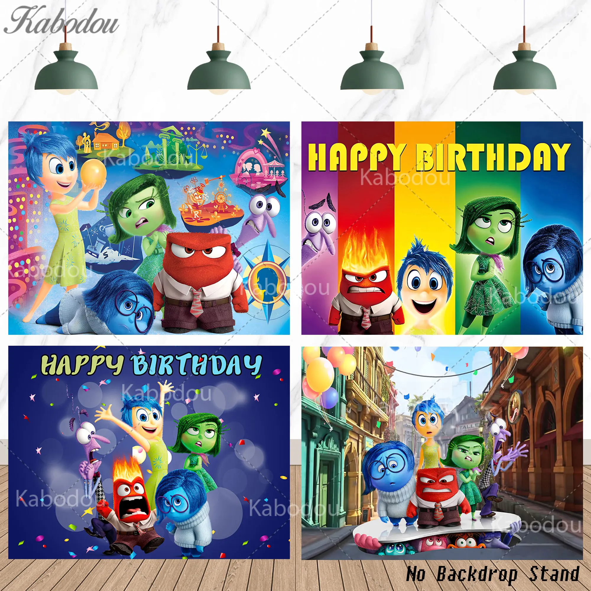 Inside Out Cartoon Backdrop Kids Happy Birthday Party Decoration Banner Baby Shower Background Emotion Theme Kids Event Supplies