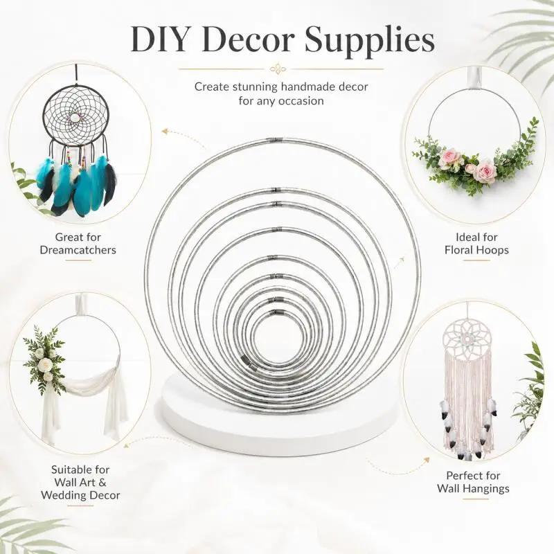 2/5/10PCS Multi-size Dream Catcher Hoops Round  Iron Metallic Good Welded Dreamcatcher Rings Handmade DIY Crafts Accessories