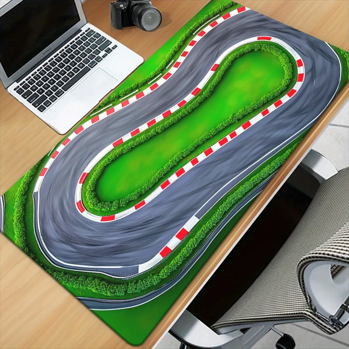 

Green Racing Track Mouse Pad Large Rubber Base Anti-slip PC Desk Accessories Mousepad for Office & Gamer Keyboard Mats Decor Mat