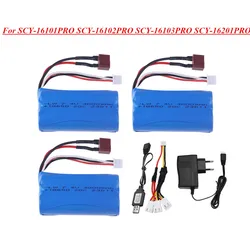 Upgrade 4000mAh 2s 7.4v Lipo Battery 18650 with Charger For SCY-16101PRO SCY-16102PRO SCY-16103PRO SCY-16201PRO R/C car parts