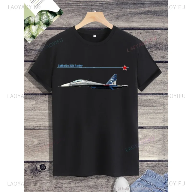 Classic Sukhoi Su-30LL Flanker Warplane Graphic T Shirts for Men Short Sleeve O-neck  Casual New Arrival